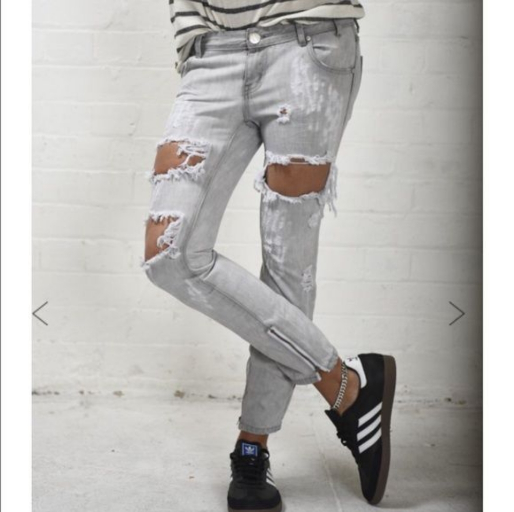 One Teaspoon Ice Grey Trashed Freebirds size 26